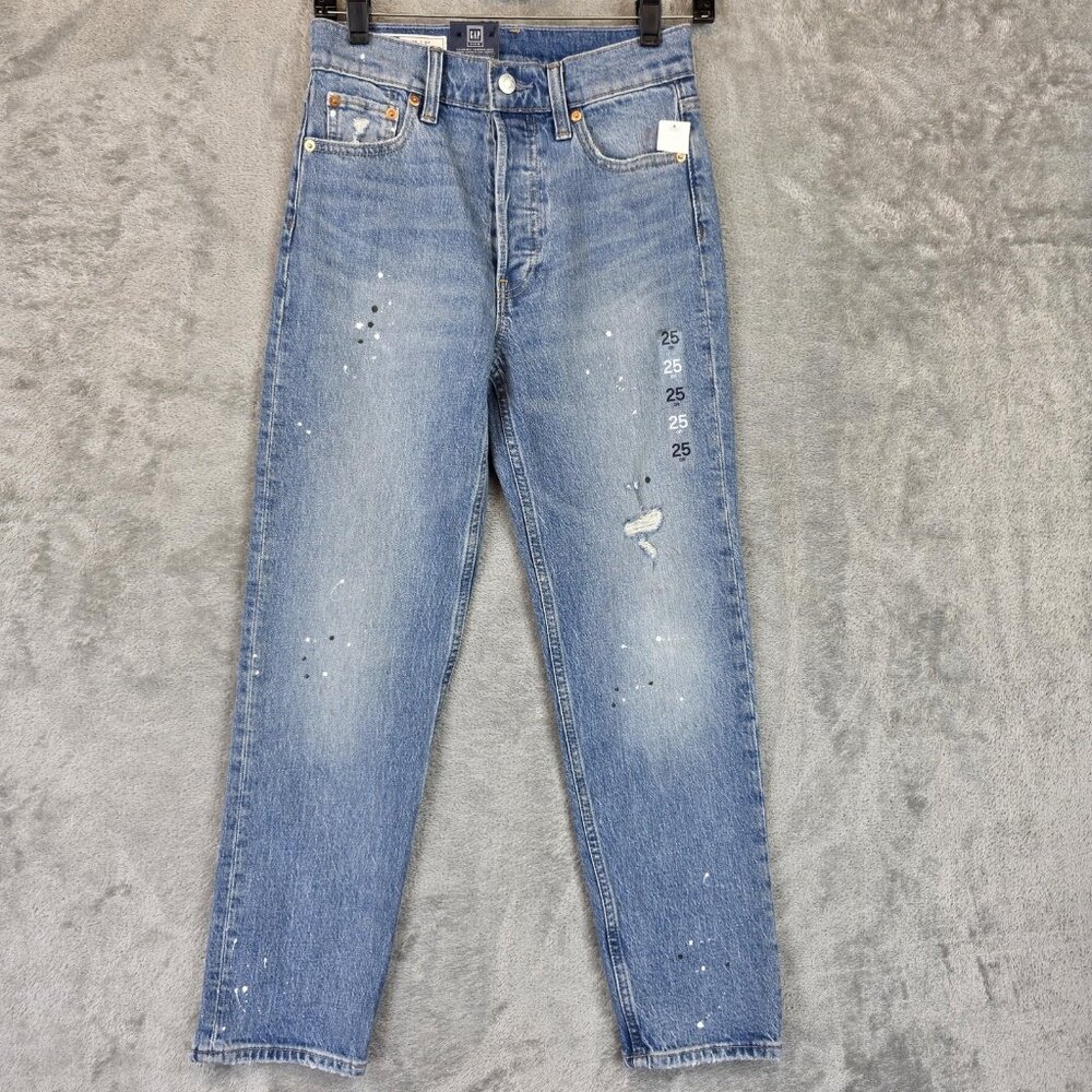 GAP Cheeky Straight Jeans Womens 25 High Rise Distressed Destroyed Denim Pants